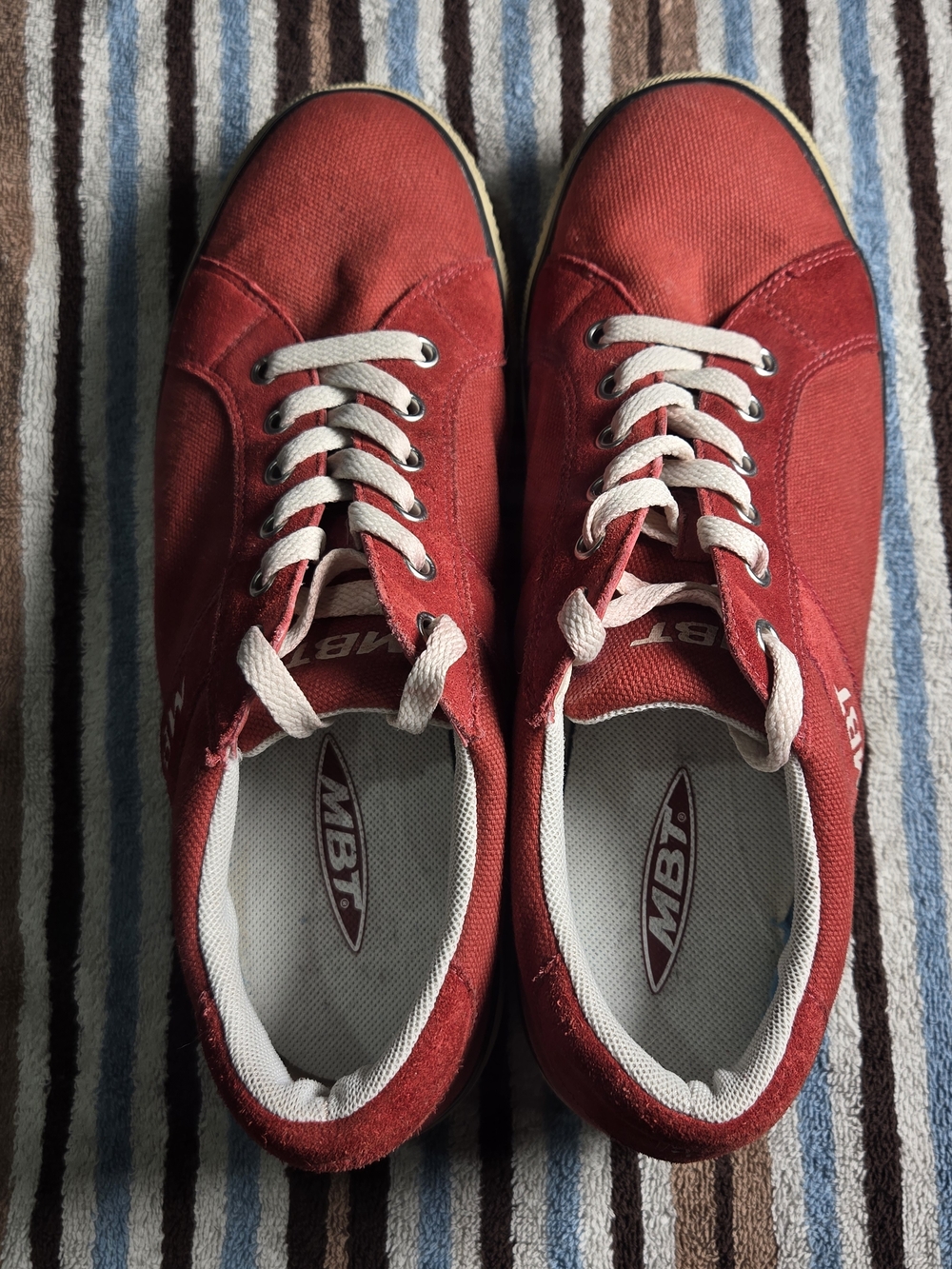 MBT Womens Red Canvas Lace-Up Shoes